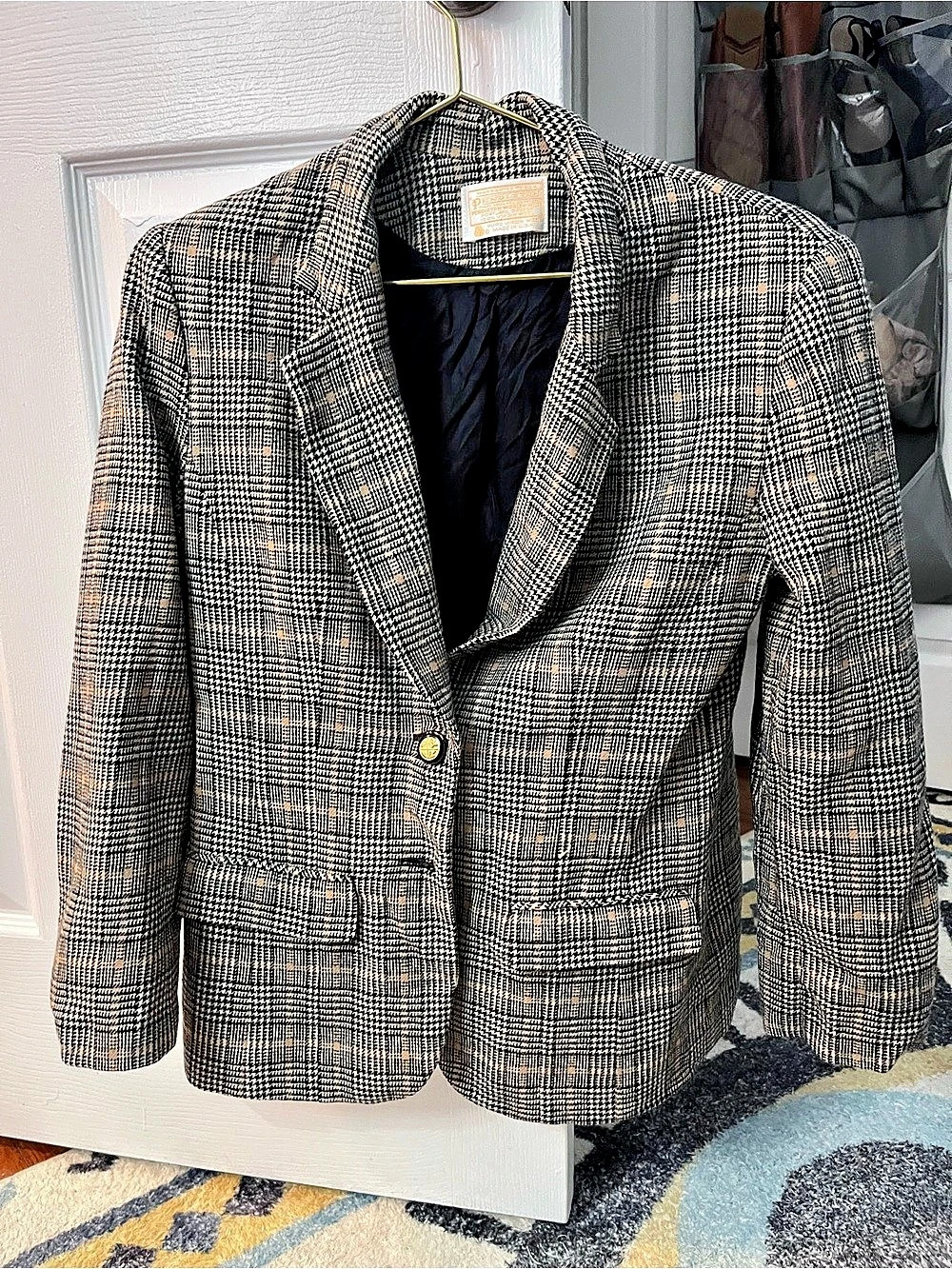 Vintage Pendleton Women's Wool Plaid Blazer in Brown & Black Like New